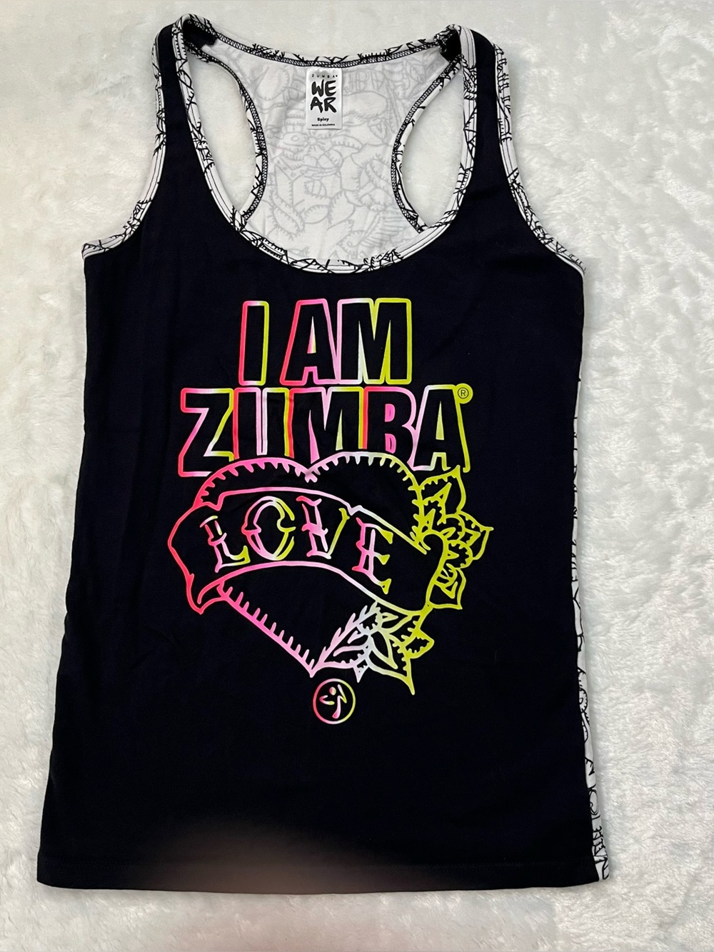 Zumba “I Am Zumba” Tattoo Black Tank Top Sz Small